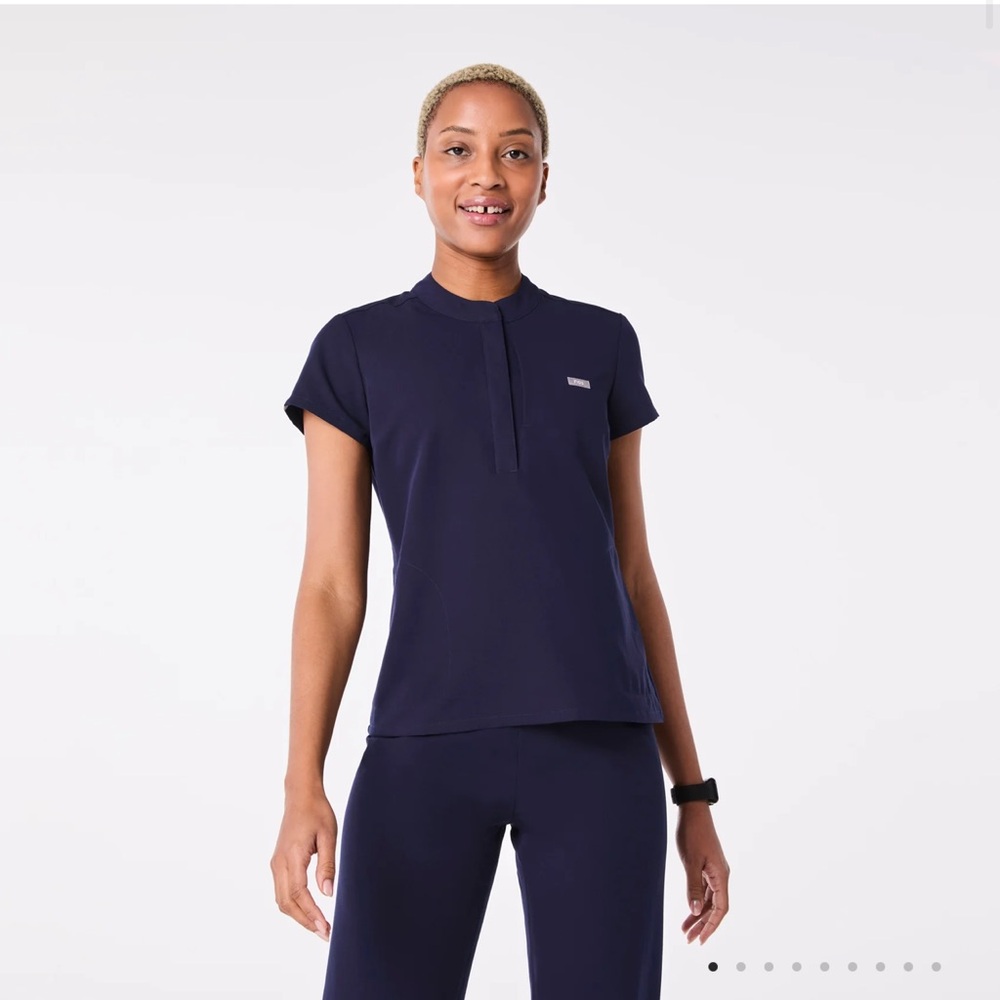 Figs Dark Blue Short Sleeve Tee style scrub top